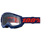 100% Strata 2 Goggle Navy Frame/Clear Lens