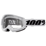 100% Strata 2 Goggle White Frame/Clear Lens