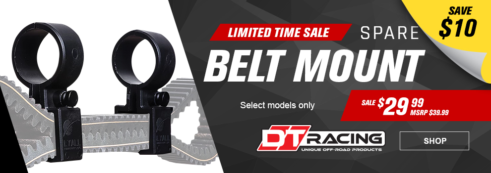 Limited-Time Sale, DT Racing Spare Belt Mount, Save $10, Select Models only, Sale $29 and 99 cents,  MSRP $39 and 99 cents, the spare belt mount, link, shoop