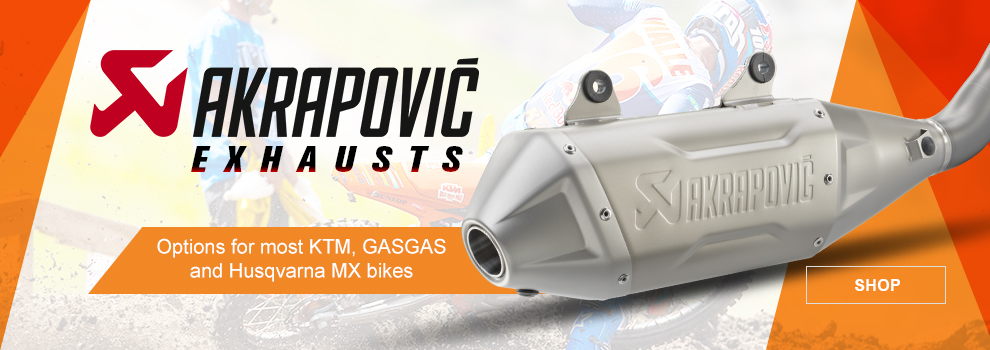 Akrapovic exhausts, options for most KTM, Gas Gas and Husqvarna MX bikes, SHOP