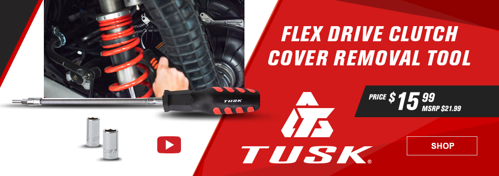 Tusk Flex Drive Clutch Cover Removal Tool, Price fifteen dollars and ninety nine cents, MSRP twenty one dollars and ninety nine cents, SHOP