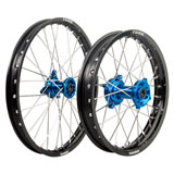 Tusk Impact Complete Front and Rear Wheel Black Rim/Silver Spoke/Blue Hub