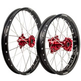 Tusk Impact Complete Front and Rear Wheel Black Rim/Silver Spoke/Red Hub