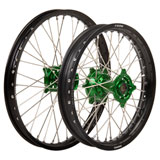 Tusk Impact Complete Front and Rear Wheel Black Rim/Silver Spoke/Green Hub